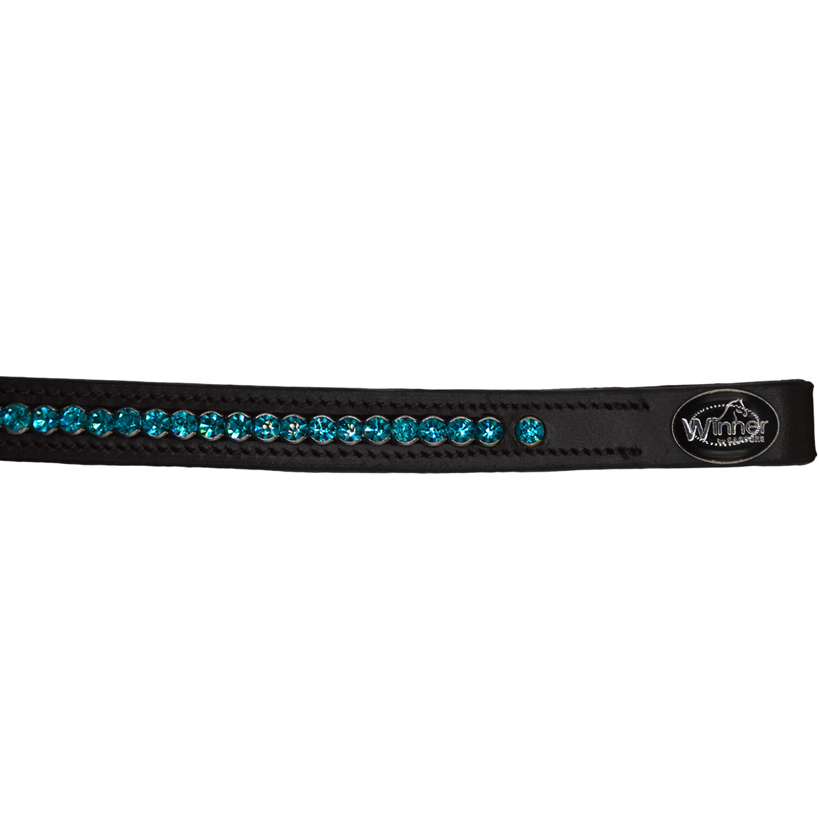 WINNER-S044-444-66_COB__BROWN_frontalino_con_strass_turchesi_winner_in_cuoio_da_16mm_pony_nero_